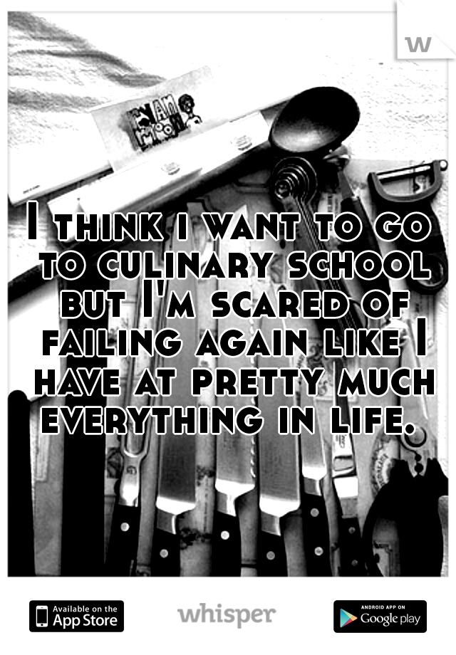 I think i want to go to culinary school but I'm scared of failing again like I have at pretty much everything in life. 