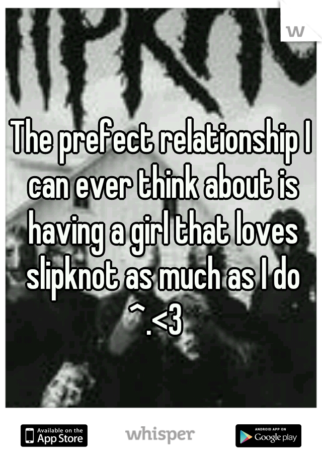 The prefect relationship I can ever think about is having a girl that loves slipknot as much as I do ^.<3
