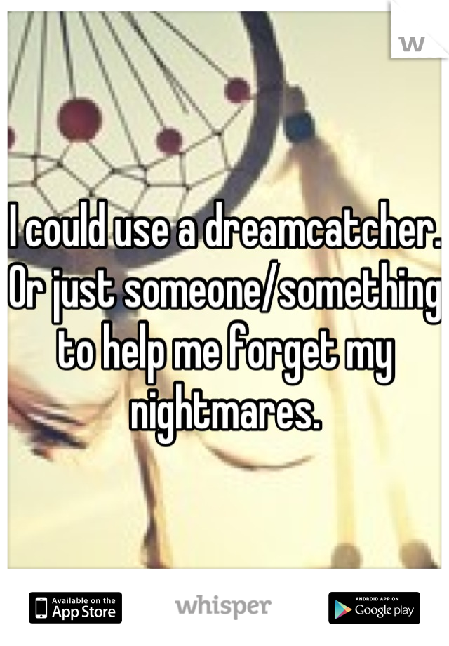 I could use a dreamcatcher. Or just someone/something to help me forget my nightmares.