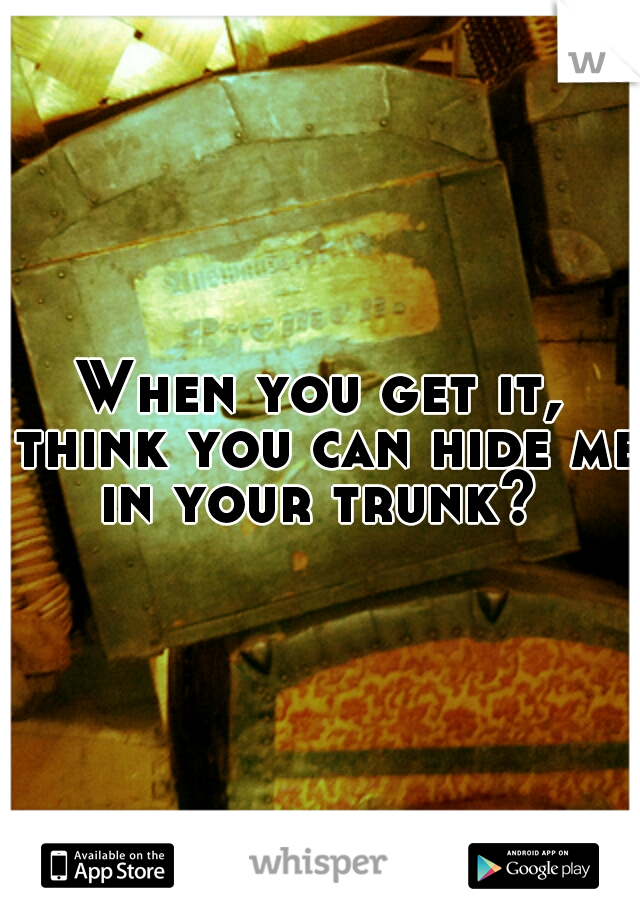 When you get it, think you can hide me in your trunk? 