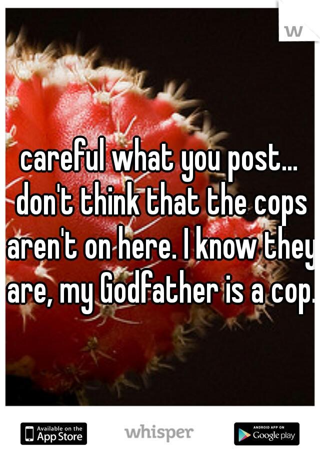 careful what you post... don't think that the cops aren't on here. I know they are, my Godfather is a cop. 