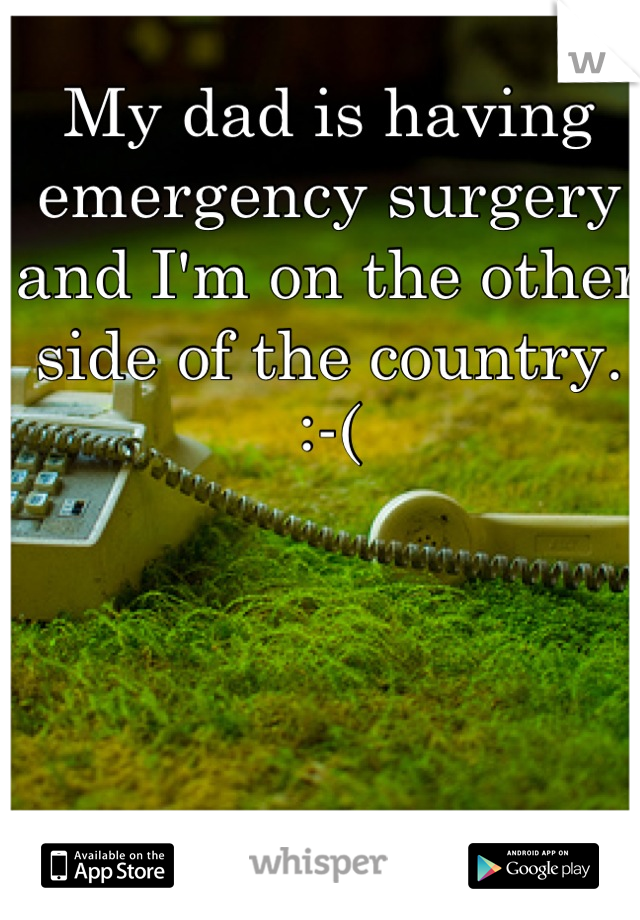 My dad is having emergency surgery and I'm on the other side of the country.
:-(