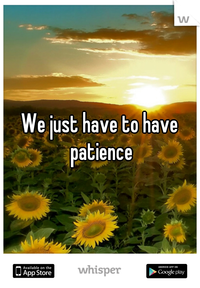 We just have to have patience
