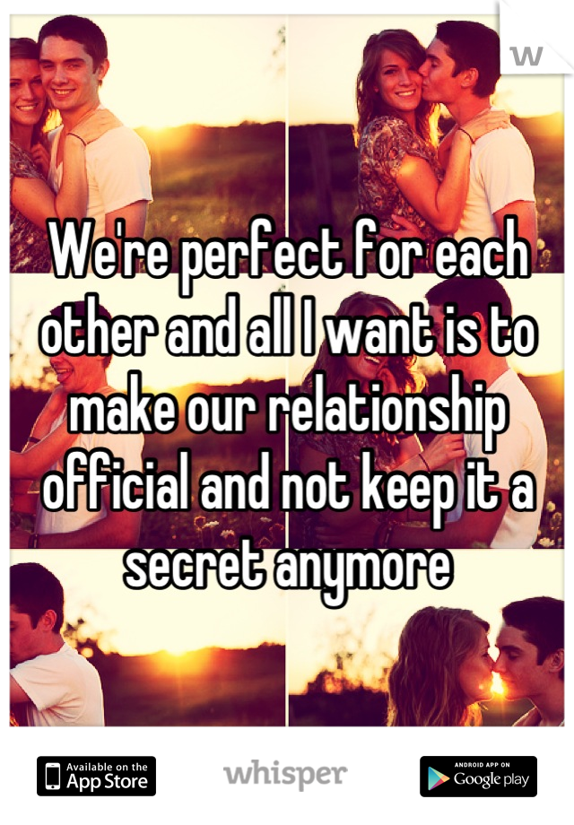 We're perfect for each other and all I want is to make our relationship official and not keep it a secret anymore
