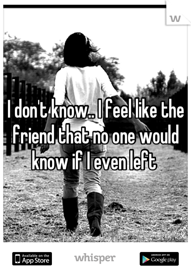 I don't know.. I feel like the friend that no one would know if I even left 