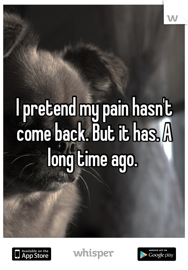 I pretend my pain hasn't come back. But it has. A long time ago. 