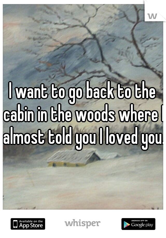 I want to go back to the cabin in the woods where I almost told you I loved you.