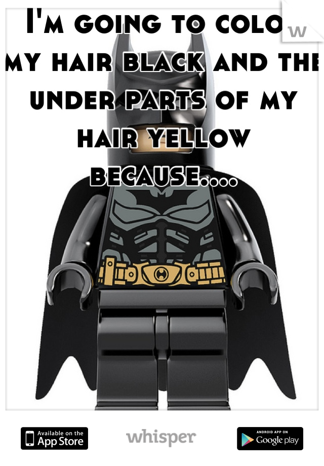 I'm going to color my hair black and the under parts of my hair yellow because....






Batman<3