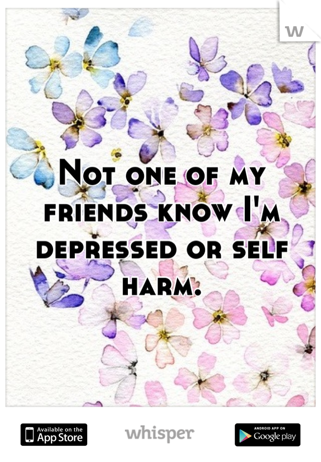 Not one of my friends know I'm depressed or self harm.