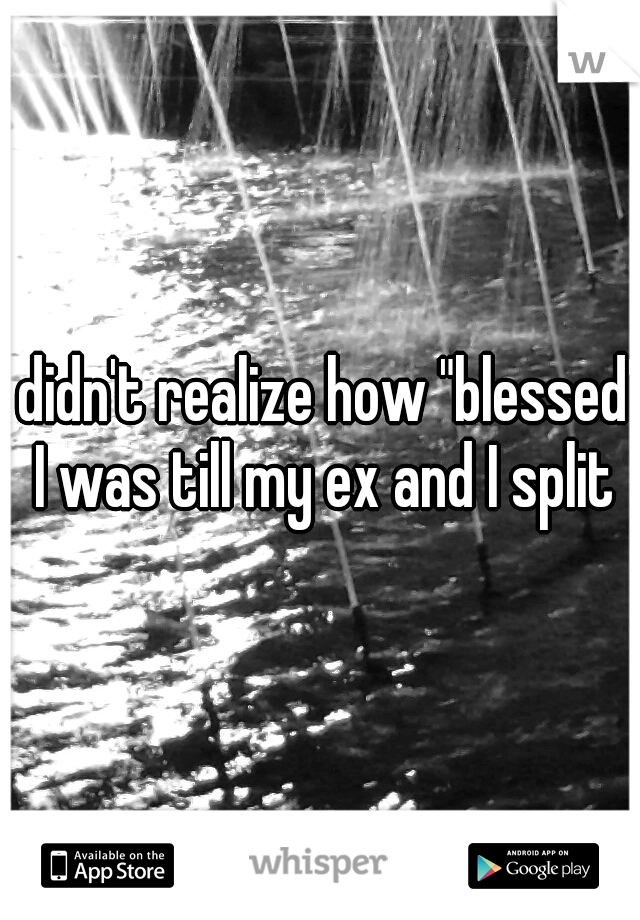 I didn't realize how "blessed" I was till my ex and I split