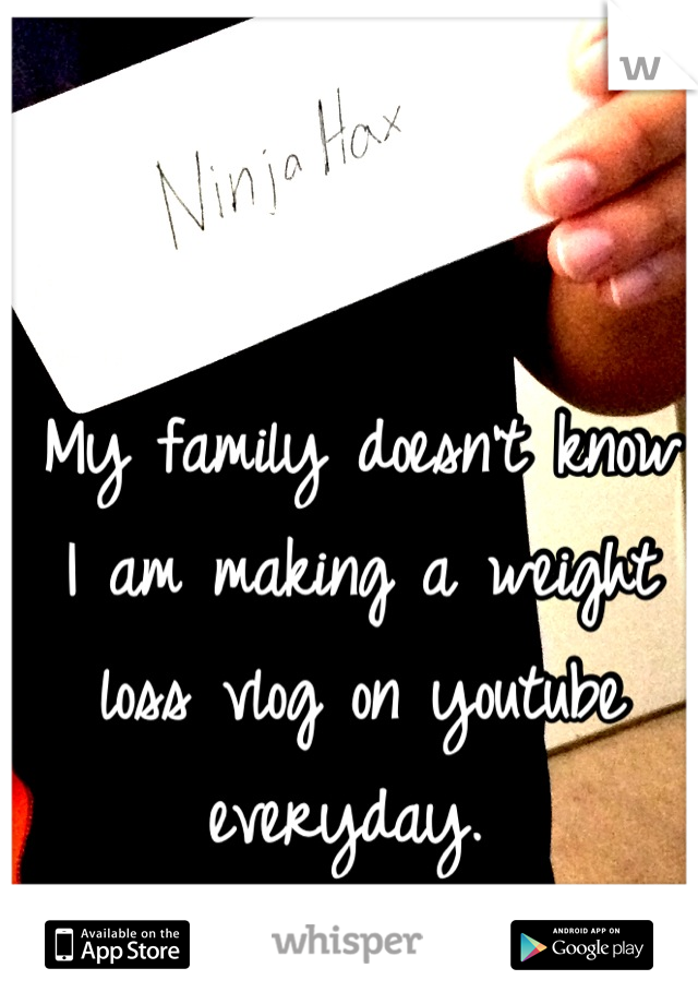 My family doesn't know I am making a weight loss vlog on youtube everyday. 