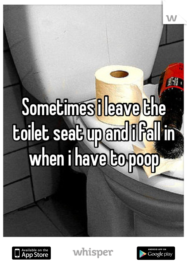 Sometimes i leave the toilet seat up and i fall in when i have to poop