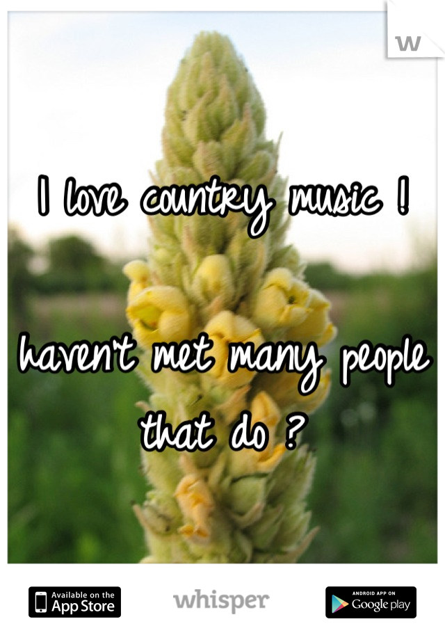 I love country music ! 

haven't met many people that do ?