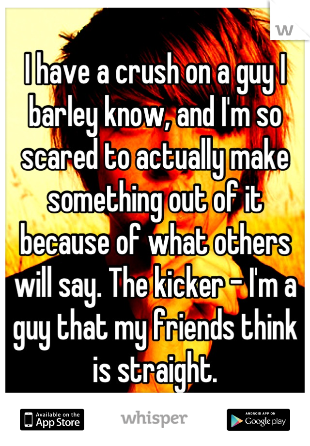 I have a crush on a guy I barley know, and I'm so scared to actually make something out of it because of what others will say. The kicker - I'm a guy that my friends think is straight.