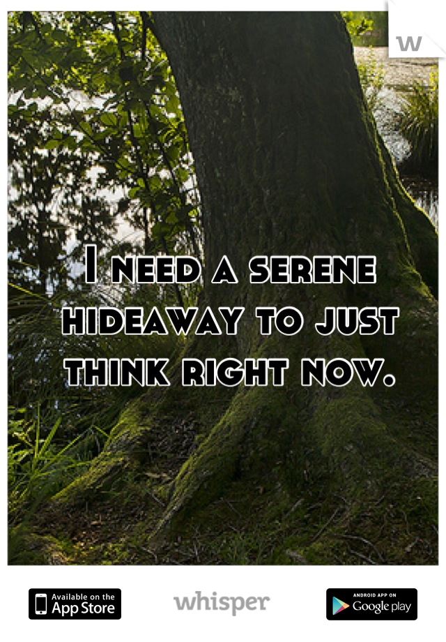I need a serene hideaway to just think right now.