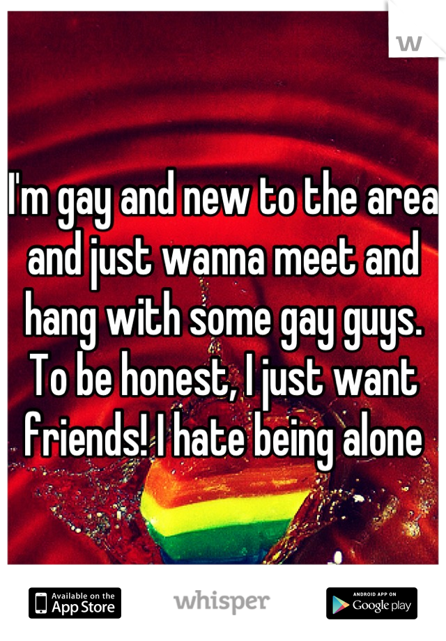 I'm gay and new to the area and just wanna meet and hang with some gay guys. To be honest, I just want friends! I hate being alone