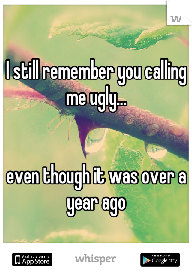 I still remember you calling me ugly...


even though it was over a year ago