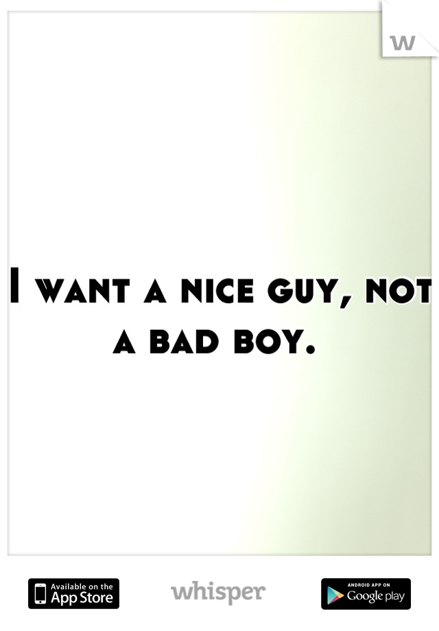 I want a nice guy, not a bad boy. 
