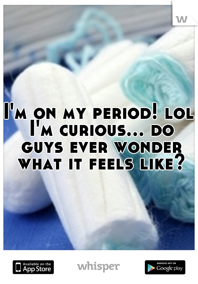 I'm on my period! lol I'm curious... do guys ever wonder what it feels like?