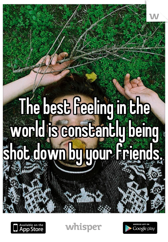 The best feeling in the world is constantly being shot down by your friends. 