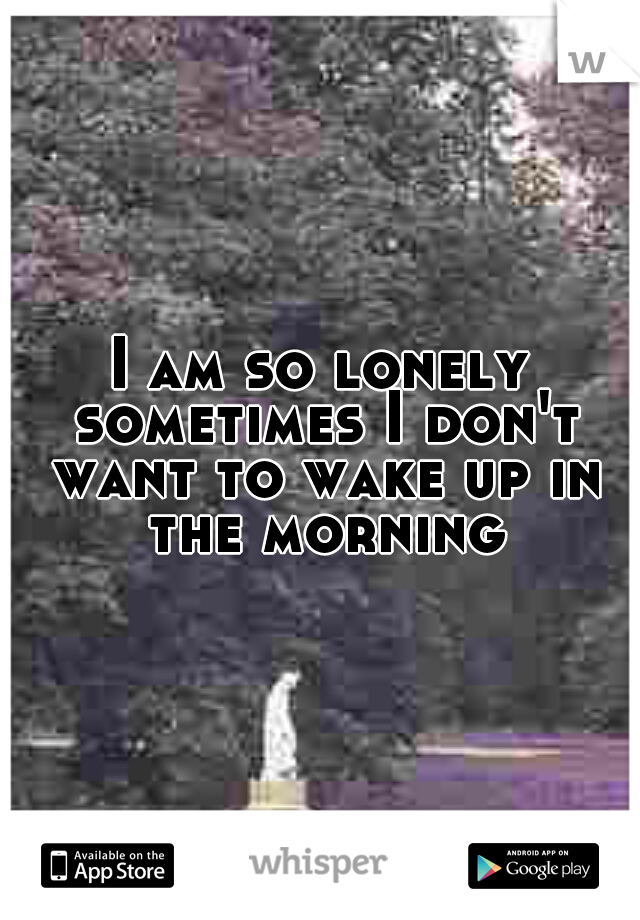 I am so lonely sometimes I don't want to wake up in the morning