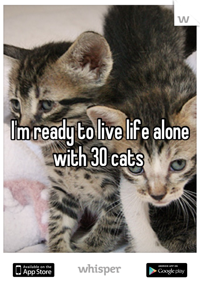 I'm ready to live life alone with 30 cats 