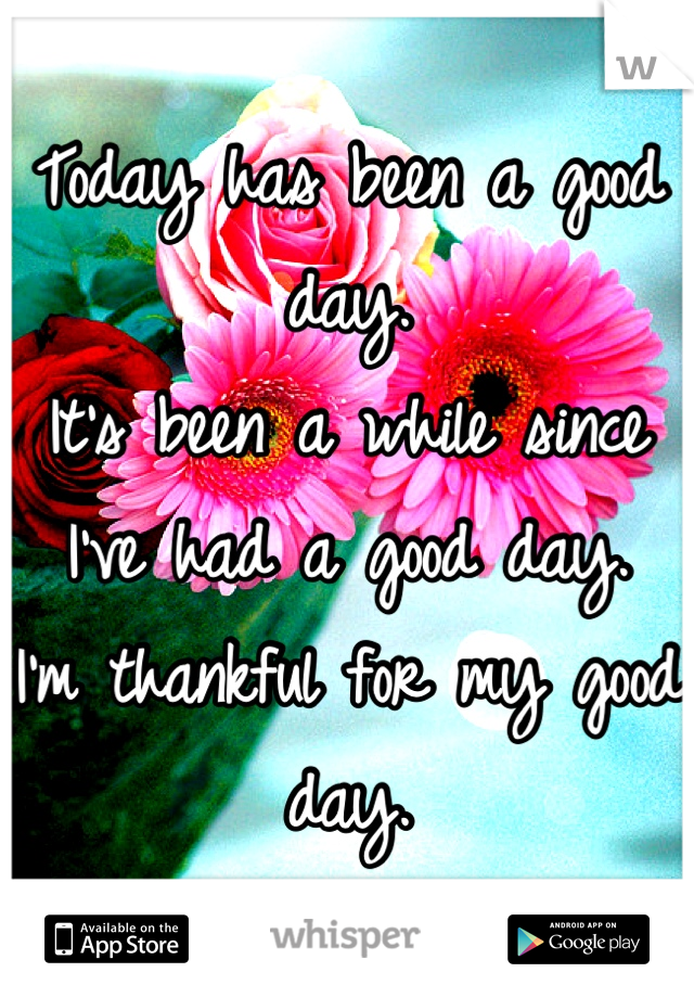 Today has been a good day.
It's been a while since I've had a good day.
I'm thankful for my good day.