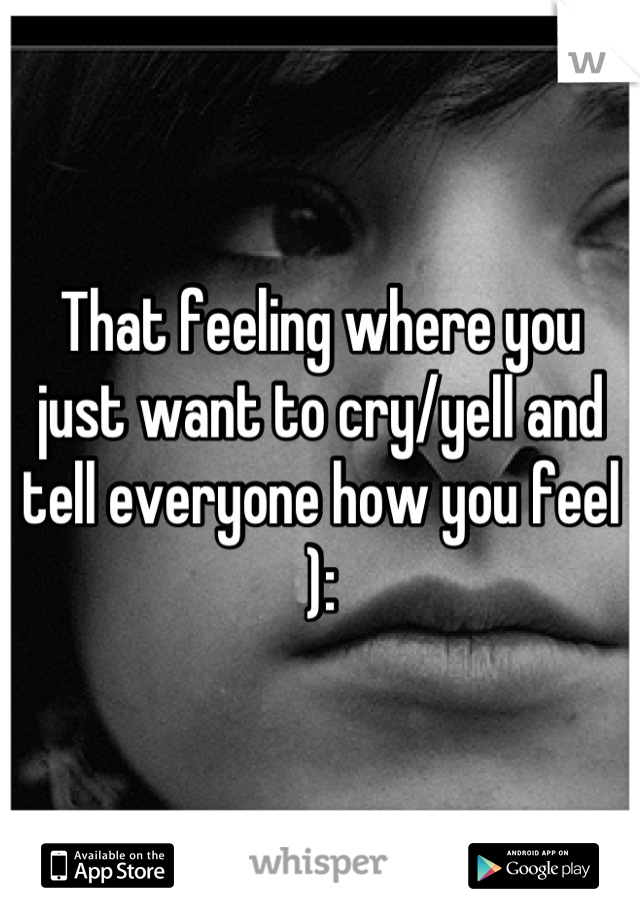 That feeling where you just want to cry/yell and tell everyone how you feel ):