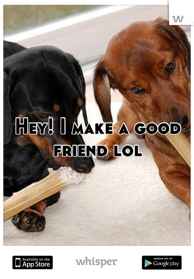 Hey! I make a good friend lol