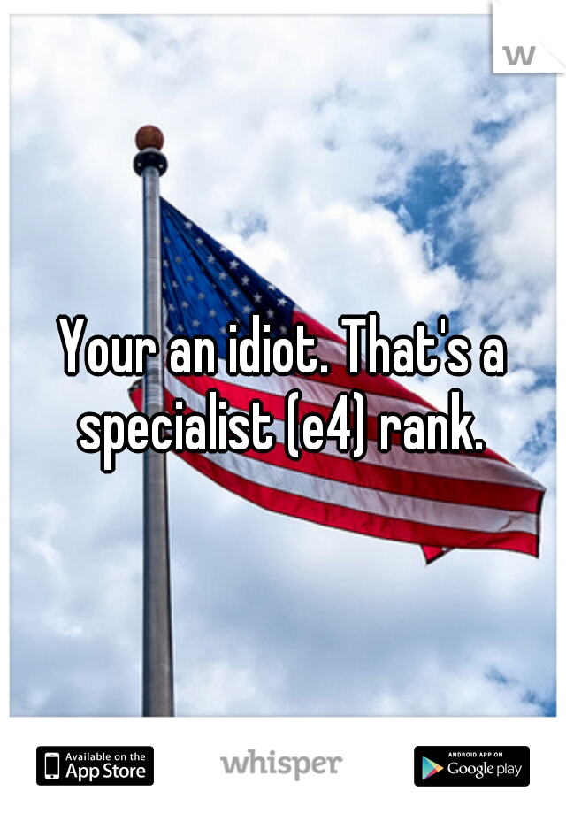 Your an idiot. That's a specialist (e4) rank. 