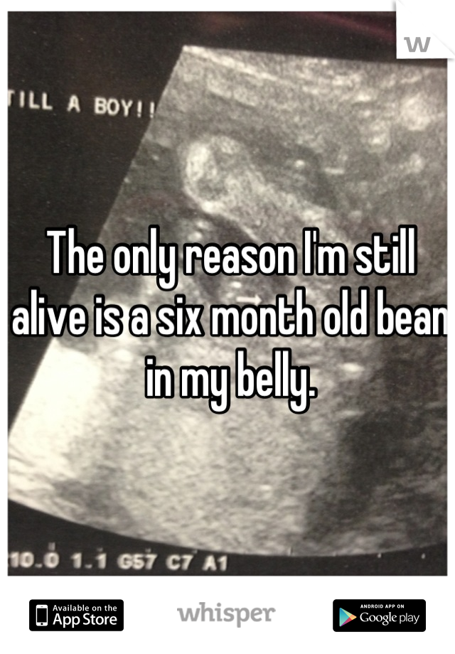 The only reason I'm still alive is a six month old bean in my belly.