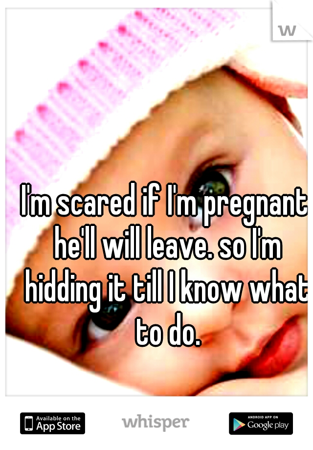 I'm scared if I'm pregnant he'll will leave. so I'm hidding it till I know what to do.