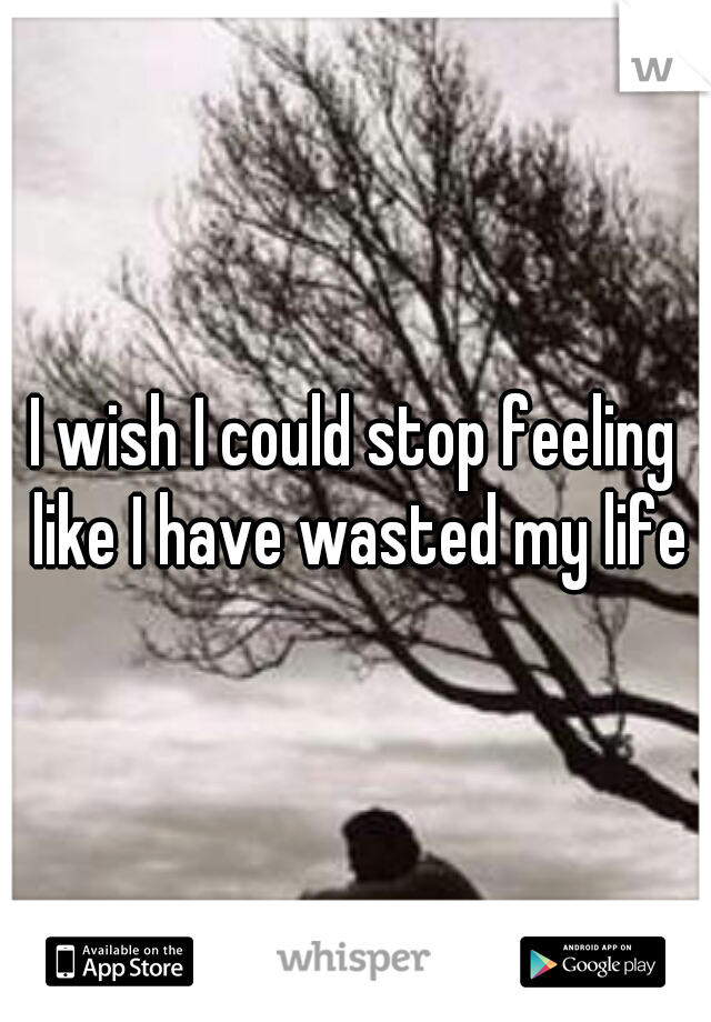 I wish I could stop feeling like I have wasted my life