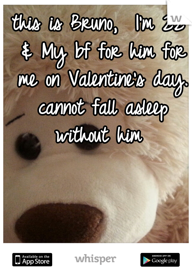 this is Bruno,  I'm 22 & My bf for him for me on Valentine's day. cannot fall asleep without him 