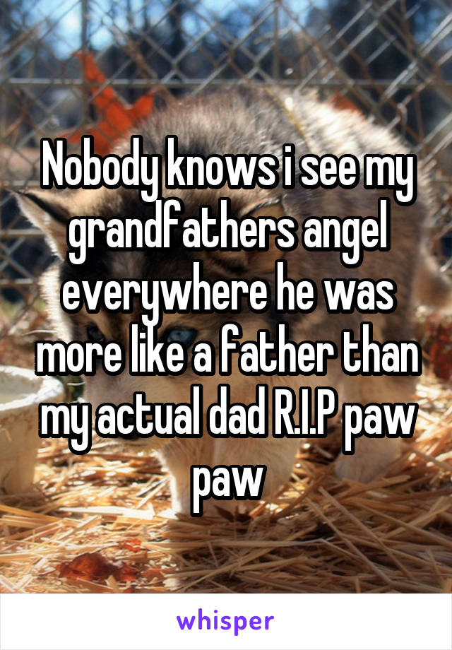 Nobody knows i see my grandfathers angel everywhere he was more like a father than my actual dad R.I.P paw paw