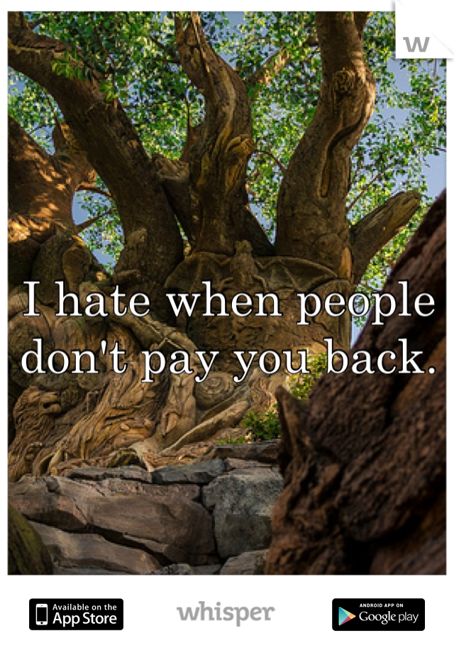 I hate when people don't pay you back.