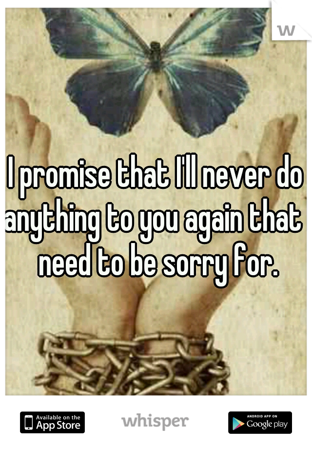 I promise that I'll never do anything to you again that I need to be sorry for.