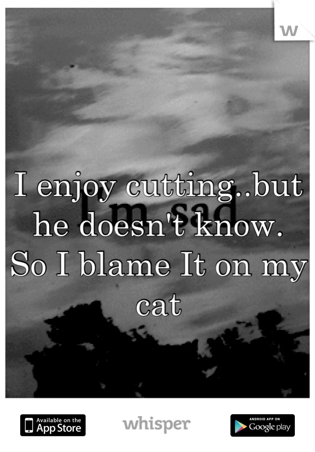 I enjoy cutting..but he doesn't know.
So I blame It on my cat
