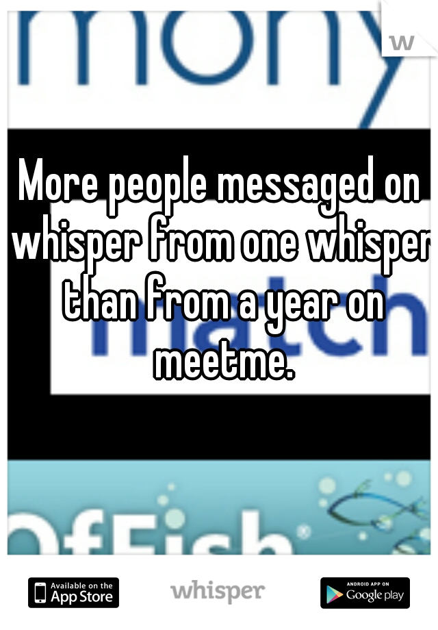 More people messaged on whisper from one whisper than from a year on meetme.