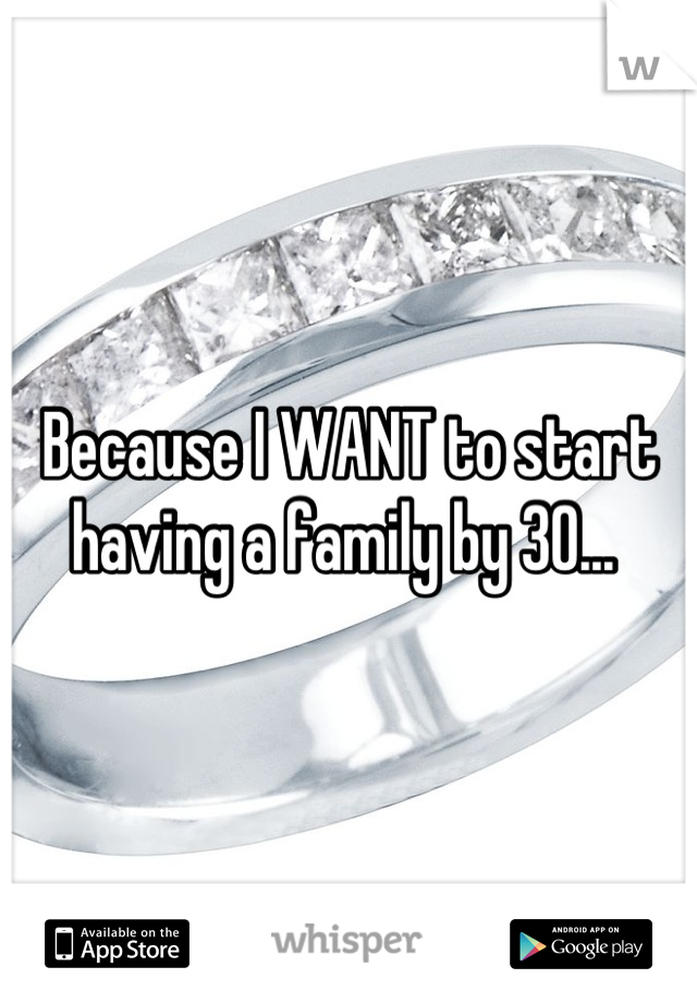 Because I WANT to start having a family by 30... 