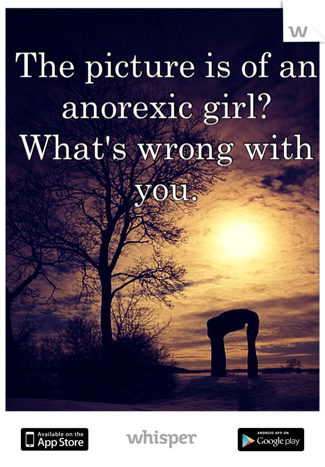 The picture is of an anorexic girl? What's wrong with you. 