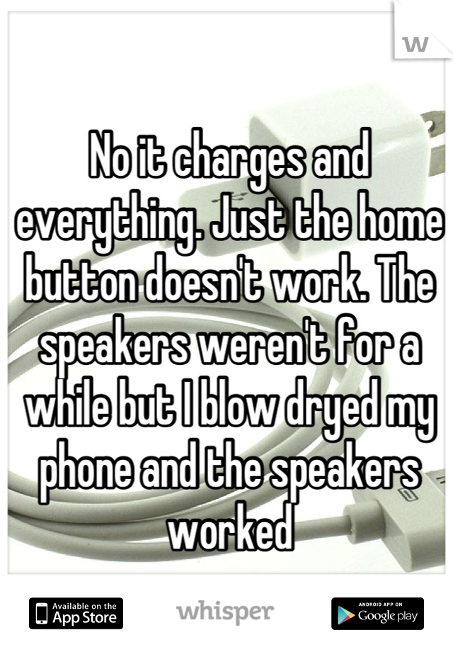 No it charges and everything. Just the home button doesn't work. The speakers weren't for a while but I blow dryed my phone and the speakers worked