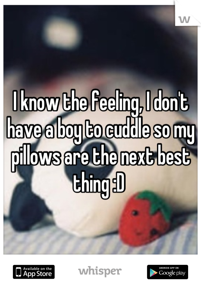 I know the feeling, I don't have a boy to cuddle so my pillows are the next best thing :D 