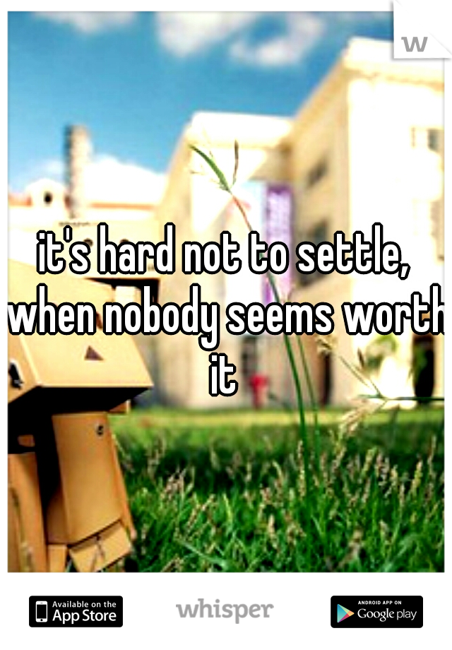 it's hard not to settle, when nobody seems worth it 