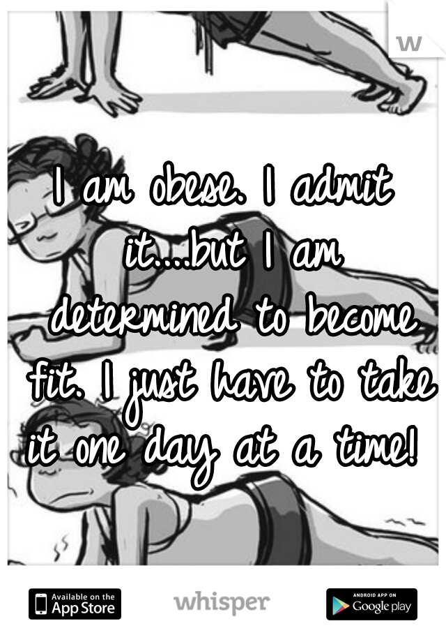 I am obese. I admit it....but I am determined to become fit. I just have to take it one day at a time! 