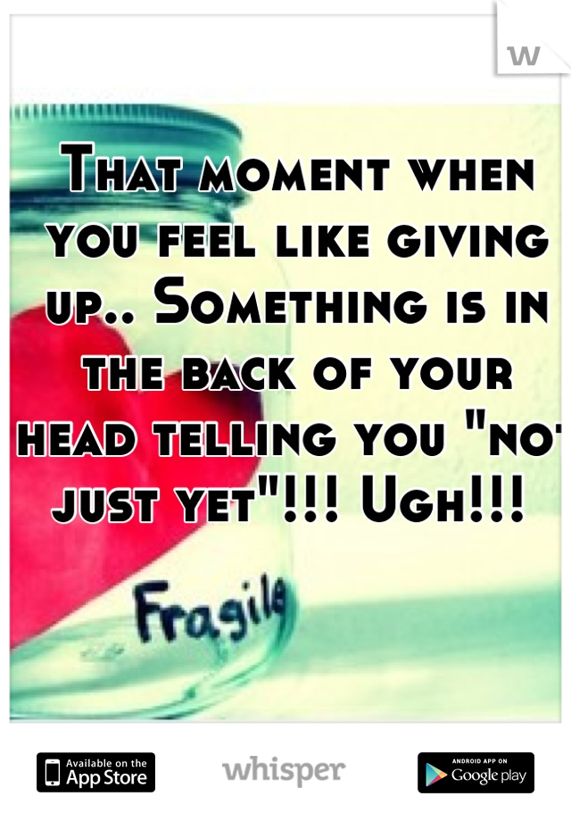 That moment when you feel like giving up.. Something is in the back of your head telling you "not just yet"!!! Ugh!!! 