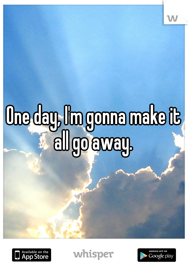 One day, I'm gonna make it all go away. 