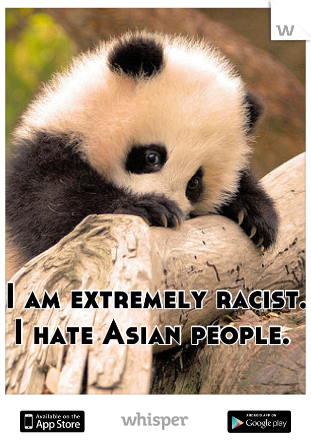 I am extremely racist. 
I hate Asian people. 