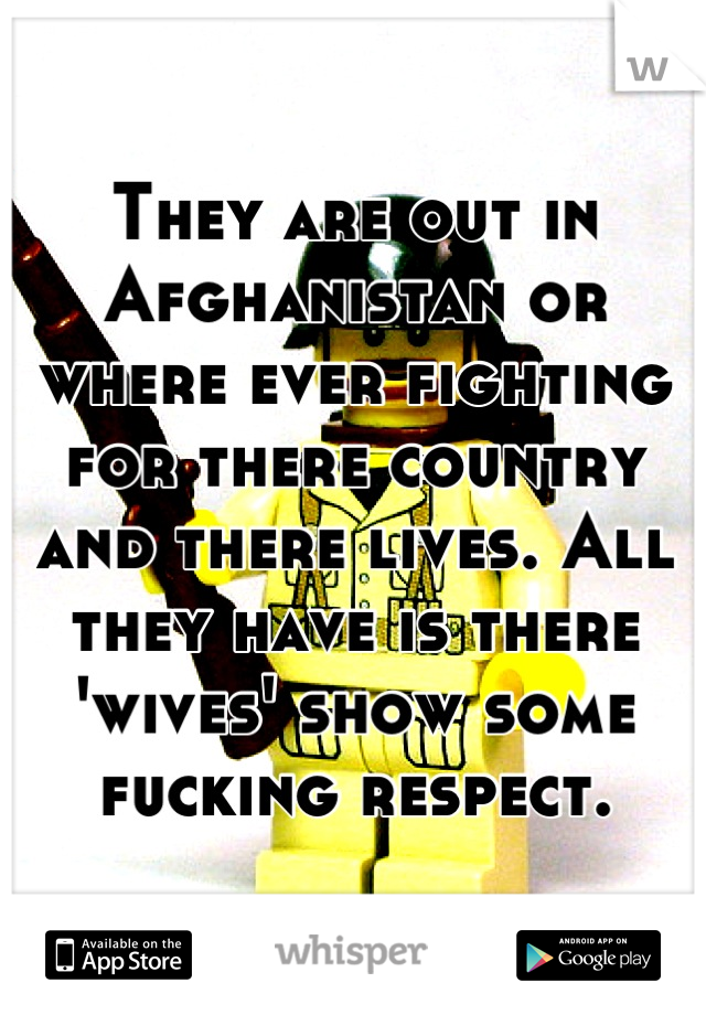 They are out in Afghanistan or where ever fighting for there country and there lives. All they have is there 'wives' show some fucking respect.