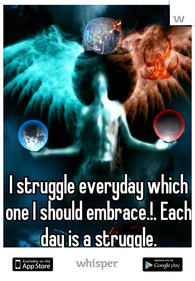 I struggle everyday which one I should embrace.!. Each day is a struggle.